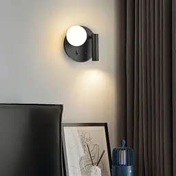 Кругле бра із спотом та плафоном у чорному корпусі Ø 17 см | Арт. WB25/2 BK | Line F