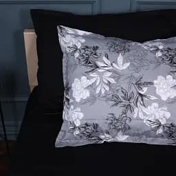 Наволочка MirSon Поплін 00-8 Black Flowers 40х40 см чорно-сіра (2200009707902) - мініатюра 3