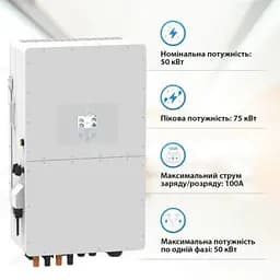 Сонячний інвертор Deye (SUN-50K-SG01HP3-EU-BM4) WiFi, 50kW (SUN-50K-SG01HP3-EU-BM4) - мініатюра 5