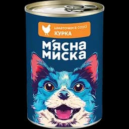 Влажный корм для собак М'ясна миска, кусочки в соусе с курицей, 415 г