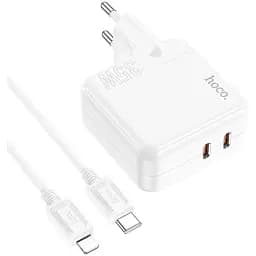 Зарядний пристрій Hoco C110A Lucky 35 Вт 2 виходи спідн-с + кабель Type-C Lightning