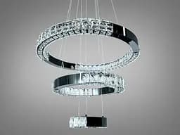 Підвісна LED люстра Diasha 7968/600+400+200BHR хром із трьома кришталевими кільцями та пультом - мініатюра 3