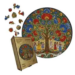 Деревянный фигурный пазл Декоративная Роспись Мощь Рода, А3, Картонная коробка 200 элементов