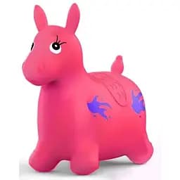 Дитячий гумовий стрибун Metr+ Ослик MS 4163 Іграшка стрибунок для дітей від 12 місяців Рожевий