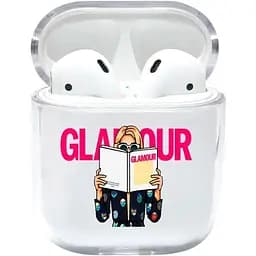 Прозорий силіконовий чохол Apple AirPods із малюнком - Glamour (KAP1223)