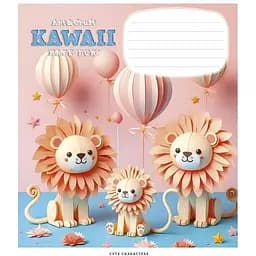Тетрадь ученическая Kawaii Школярик 012-3398C-3 в косую линию 12 листов