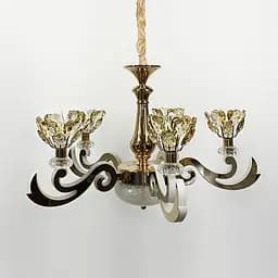 Люстра на 5 кришталевих квіток-плафонів Line.F 86529/5 GD