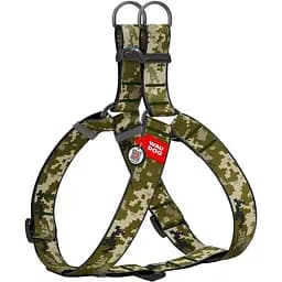 Шлейка для собак Waudog Nylon с QR паспортом, рисунок "Милитари", пластиковый фастекс, XL