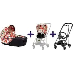 Люлька Cybex Mios Lux Spring Blossom Light + Комплект текстилю Cybex Mios Spring blossom light + Шасі для коляски Cybex Mios LS RBA Matt Black