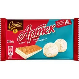 Вафли Світоч Артек со вкусом пломбира семейная упаковка 218 г