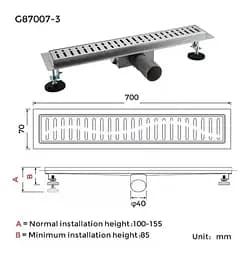 Душовий трап Gappo 70х700 мм, нержавіюча сталь G87007-3 - мініатюра 6