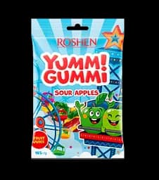 Упаковка желейних цукерок Roshen Yummi Gummi Sour apples 165 г х 10 шт