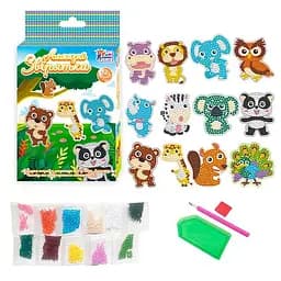 Алмазная мозаика "Зверята" 20299 4FUN Game Club, наклейки, стилус, силиконовый клей, поддной, алмазы, в коробке (6945717412422)