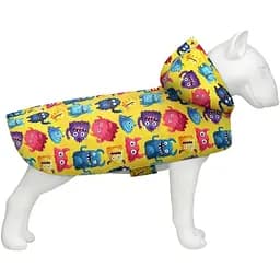 Дощовик-накидка з капюшоном для собак Waudog Clothes, малюнок "Мохнаті монстри", А 23-26 см, B 30-36 см, С 15-20 см