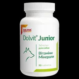 Вітамінно-мінеральна добавка Dolfos Dolvit Junior для фізіологічно-нормального росту цуценят 90 таблеток