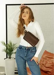 Женская сумка бананка Sambag HARVI шоколадная 24 × 16 × 6 см (88213020)