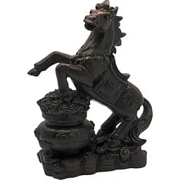 Кінь на чаші багатства кам'яна крихта коричневий 18х13х7 см