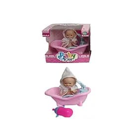 Пупс, 12 см, в ванне 13 см, с бутылочкой (в ассортименте)