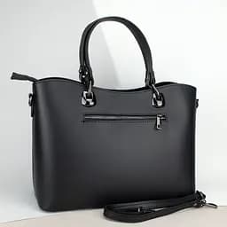 Сумка жіноча шкіряна з 2 ручками Virginia Conti 01651 офісна чорна - мініатюра 4