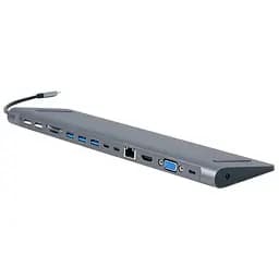 USB-Хаб Cablexpert USB-C 9-in-1 (Hub/HDMI/VGA/PD/card-reader/lan/audio) (A-CM-COMBO9-01)