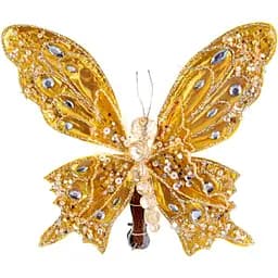 Ялинкова прикраса Lefard Метелик 7х9 см помаранчева (66-195)