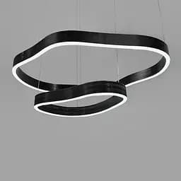 Ефектна чорна люстра на 2 яруси 65х55 см та 45х30 см | Арт. PCL006-600*400 BK | Line F