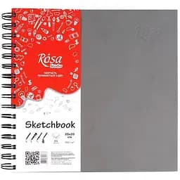 Блокнот для рисунку Rosa Studio на спіралі 20х20см 100г/м2 84л сірий
