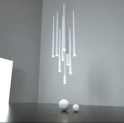 Каскадний світильник з білими підвісами Line.F Кількість ламп 12