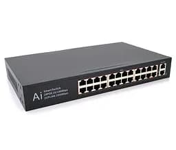 POE коммутатор Merlion BTD6024FE 24 POE 10/100 + 2 RJ45 10/100/1000+ блок питания 52V 5.8A - мініатюра 1