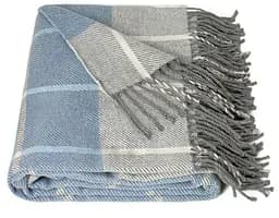 Плед бавовняний Vladi Валенсія Гаррі 140х200 білий-дим-блакитний