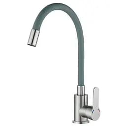 Змішувач для кухні Zerix DAX-011 із сірим силіконовим виливом ZX4819 Нержавіюча сталь