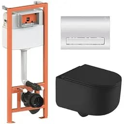 Набір Q-tap Nest 4 в 1 підвісний унітаз Taurus Ultra Quiet 490x360x380 + комплект інсталяції QT2433084EUQMB46187