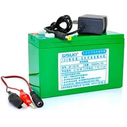 Аккумуляторная батарея литиевая QiSuo 12V 10A с элементами Li-ion 18650 (150X64,5X97,7) + зарядное устройство 12,6V/1A + крокодилы