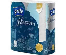 Grite Blossom, 2 рул., Гріте Блоссом, Рушники паперові, 2-шарові, білі, 15,84 м, 88 аркушів