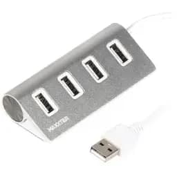 Концентратор Maxxter USB 2.0 Type-A 4 ports silver (HU2A-4P-01)