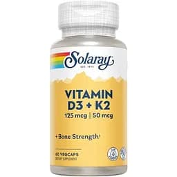 Вітаміни та мінерали Solaray Vitamin D3 + K2 Soy Free, 60 вегакапсул