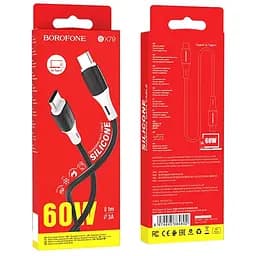 Дата кабель Borofone BX79 Type-C to Type-C 60W (1m) Чорний - мініатюра 4