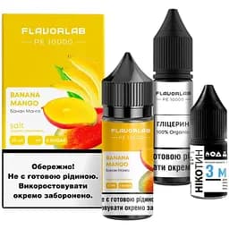 Набір компонентів для самозамісу сольової рідини для вейпу Flavorlab PE 10000 30 мл 0-50 мг Banana Mango Банан Манго (15386)