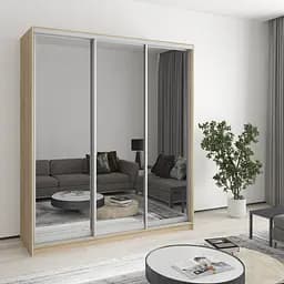 Шкаф-купе трехдверный MebelStar Стандарт AL 3 Зеркала 180x45x210 см Дуб сонома (MBS-2986)