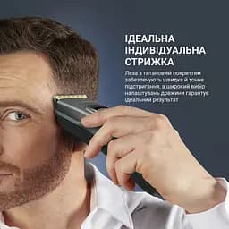 Rowenta Машинка для стрижки Advancer, для бороди, вусів, голови, мережа+акум., роторний мотор, насадок-2, кейс, титан.напил., темно-зелений - мініатюра 6