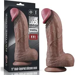 Фаллоимитатор Lovetoy Dual Layered Silicone Cock XXL 28 см коричневый