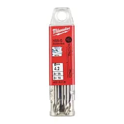 Свердло по металу HSS-G MILWAUKEE, DIN 1412 C, діаметр 4,2х55х14мм, двостороннє, (10шт), пластикова коробка
