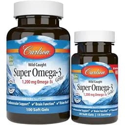 Жирные кислоты Carlson Labs Super Omega-3 Gems 1200 mg Wild Caught, 100+30 капсул