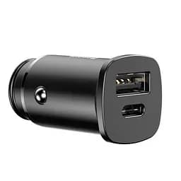 АЗП Baseus Square metal A + C 30W PPS Car Charger ( PD3.0, QC4.0 +, SCP, AFC ) Black - мініатюра 1