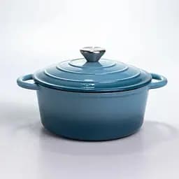 Каструля чавунна емальована Premium Cookware 2.5 л синя HP-1-14-BLUE з кришкою для тушкування та запікання
