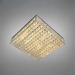 Стельовий кришталевий LED-світильник Diasha 82W, 48×48 см — хром, пульт, диммер