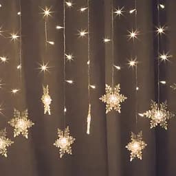 Гірлянда штора LED-Effect з сніжинок 138 led warm white 8 режимів світіння