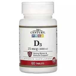 Вітамін D3 1000 МО 21st Century Vitamin D3 60 таблеток