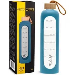 Пляшка для води 4FIZJO спортивна 1000 мл скляна Blue (P-5905973403894)