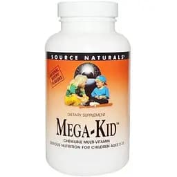 Витамины и минералы для детей Source Naturals Mega-Kid со вкусом ягод 30 жевательных таблеток